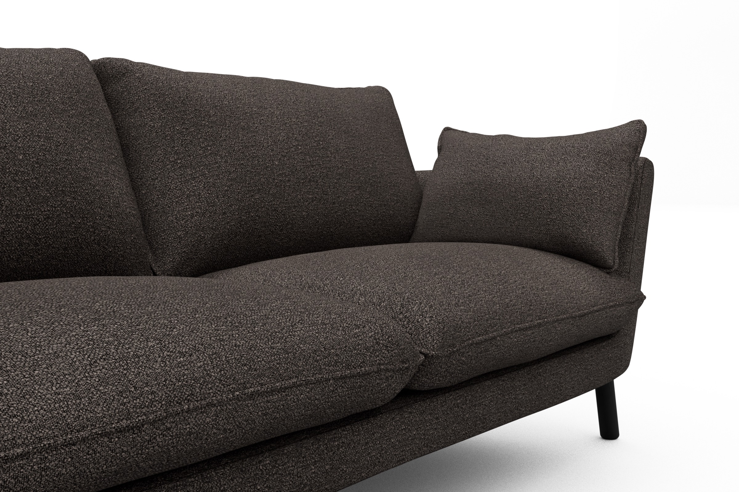 Sofa Emil 2-Sitzer Beinfarbe Eiche Schwarz Boucle-Taupe
