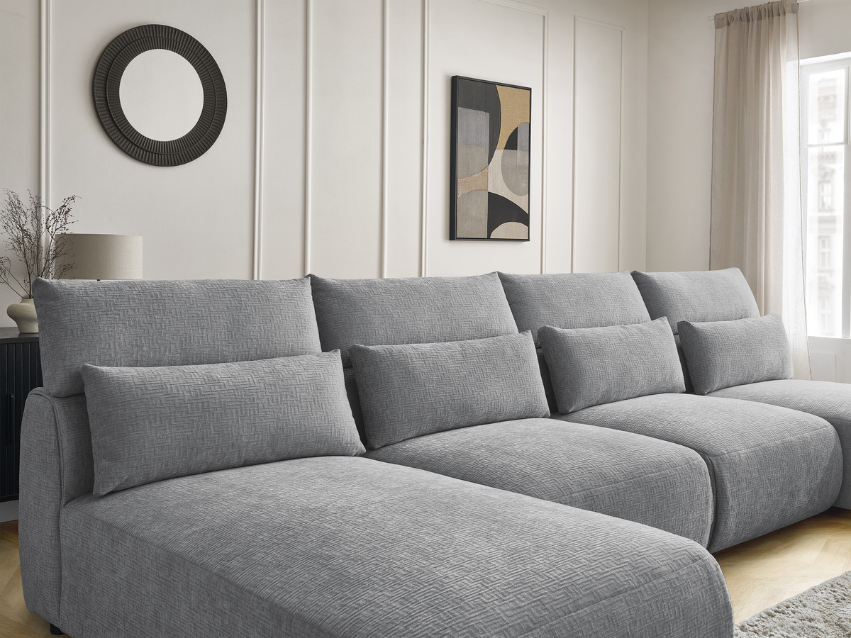 Bobochic Jana Wohnlandschaft mit kleinem Pouf Strukturstoff Dunkelgrau