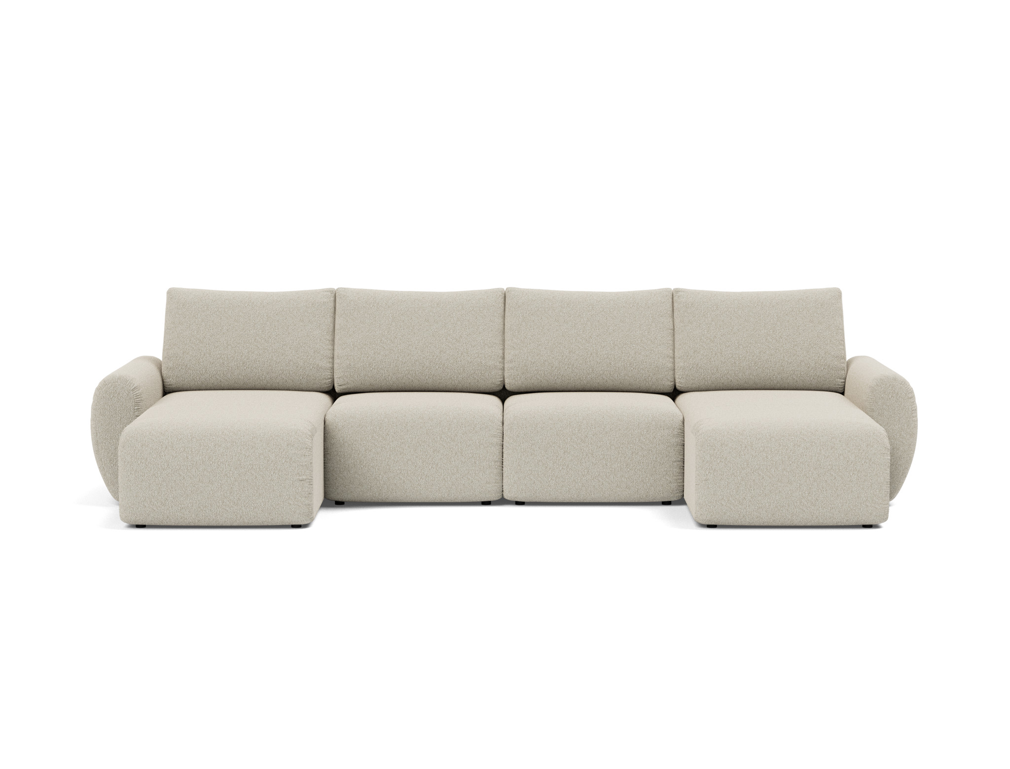 Schlafsofa Norum U-Form mit Curve-Armlehnen Boucle Skandi 539-Beige