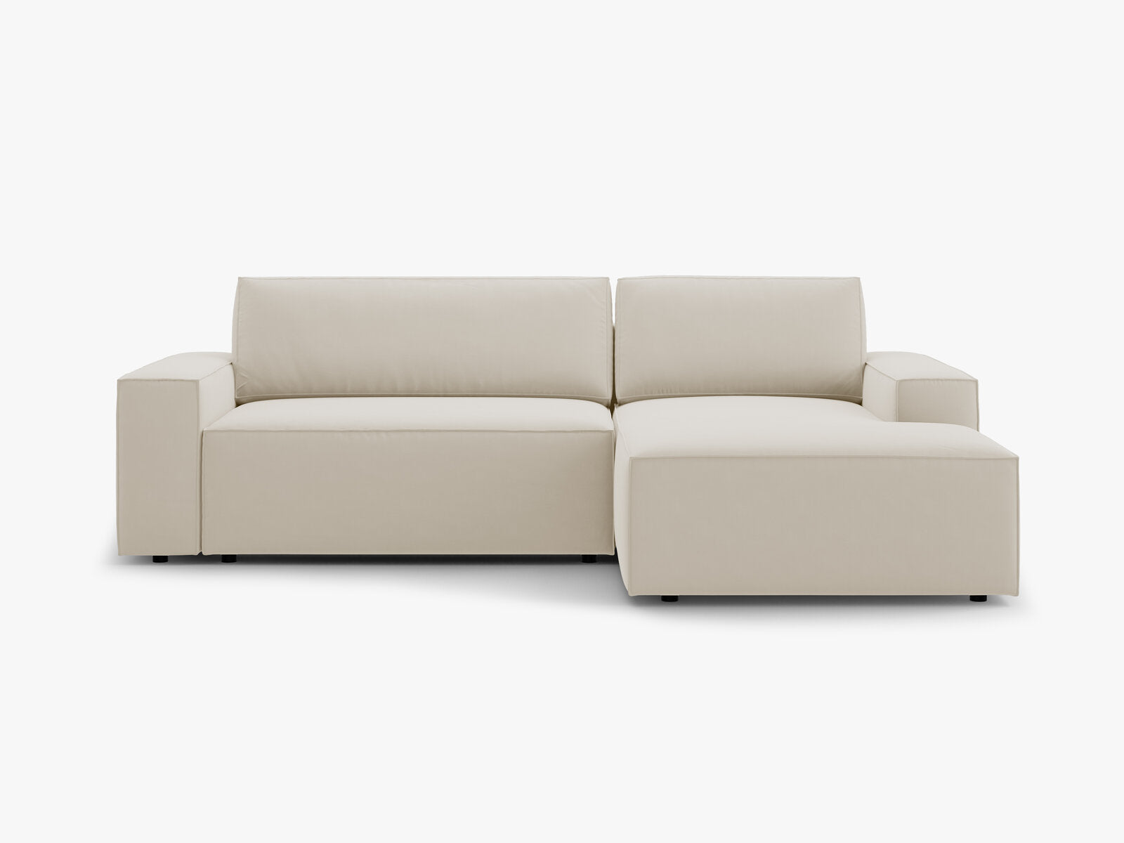 Micadoni Schlaf-Ecksofa Jodie 3-Sitzer Rechts Samt Dunkelbeige