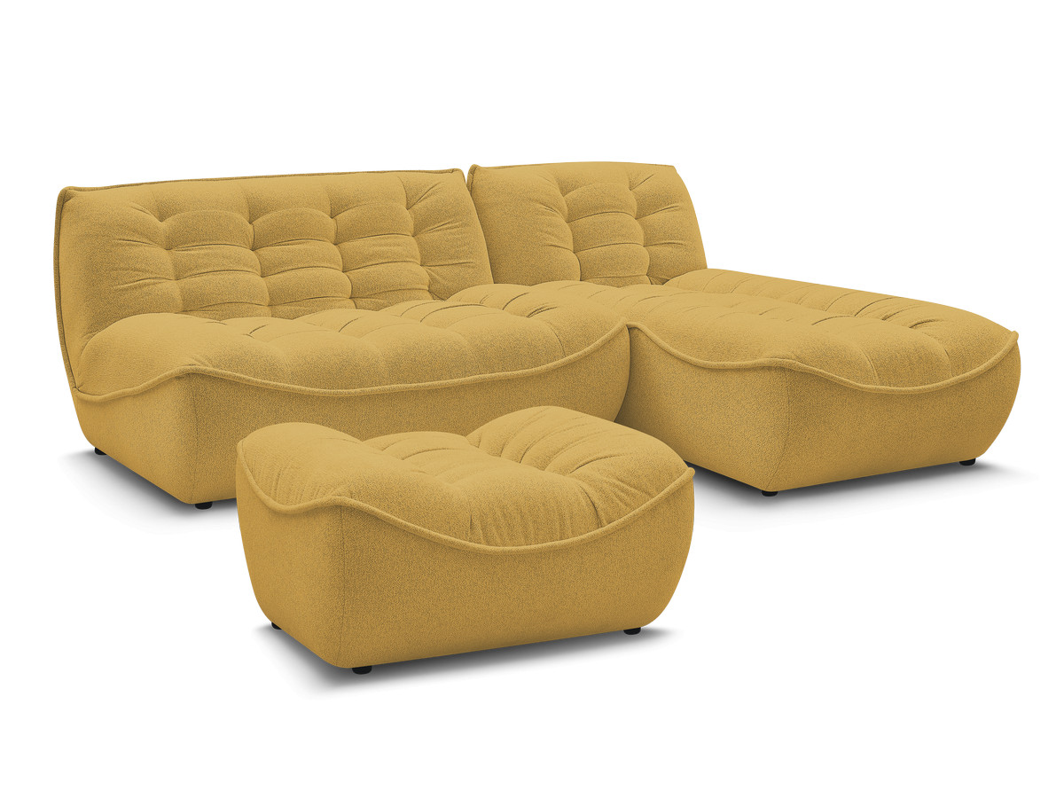 Bobochic Serena Ecksofa mit Pouf Melange-Stoff Gelb