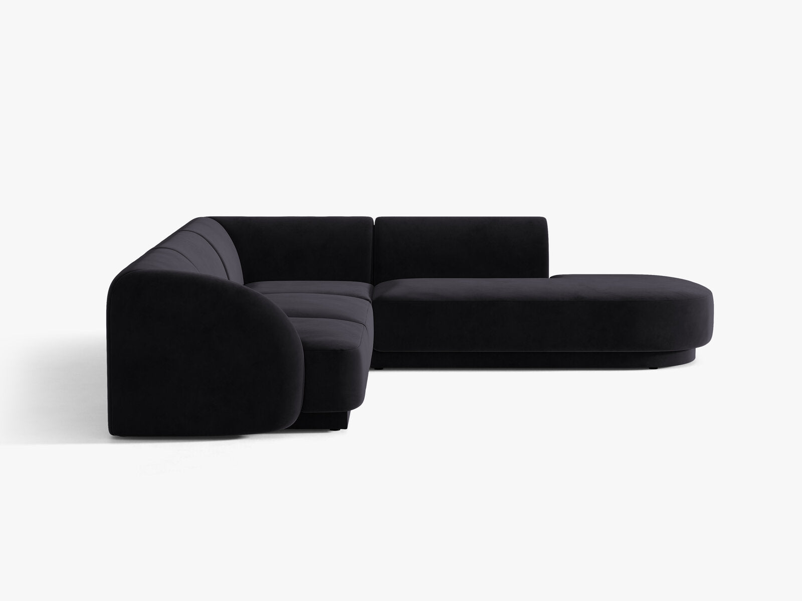 Micadoni Ecksofa Miley 6-Sitzer Samt Venus Schwarz Rechts
