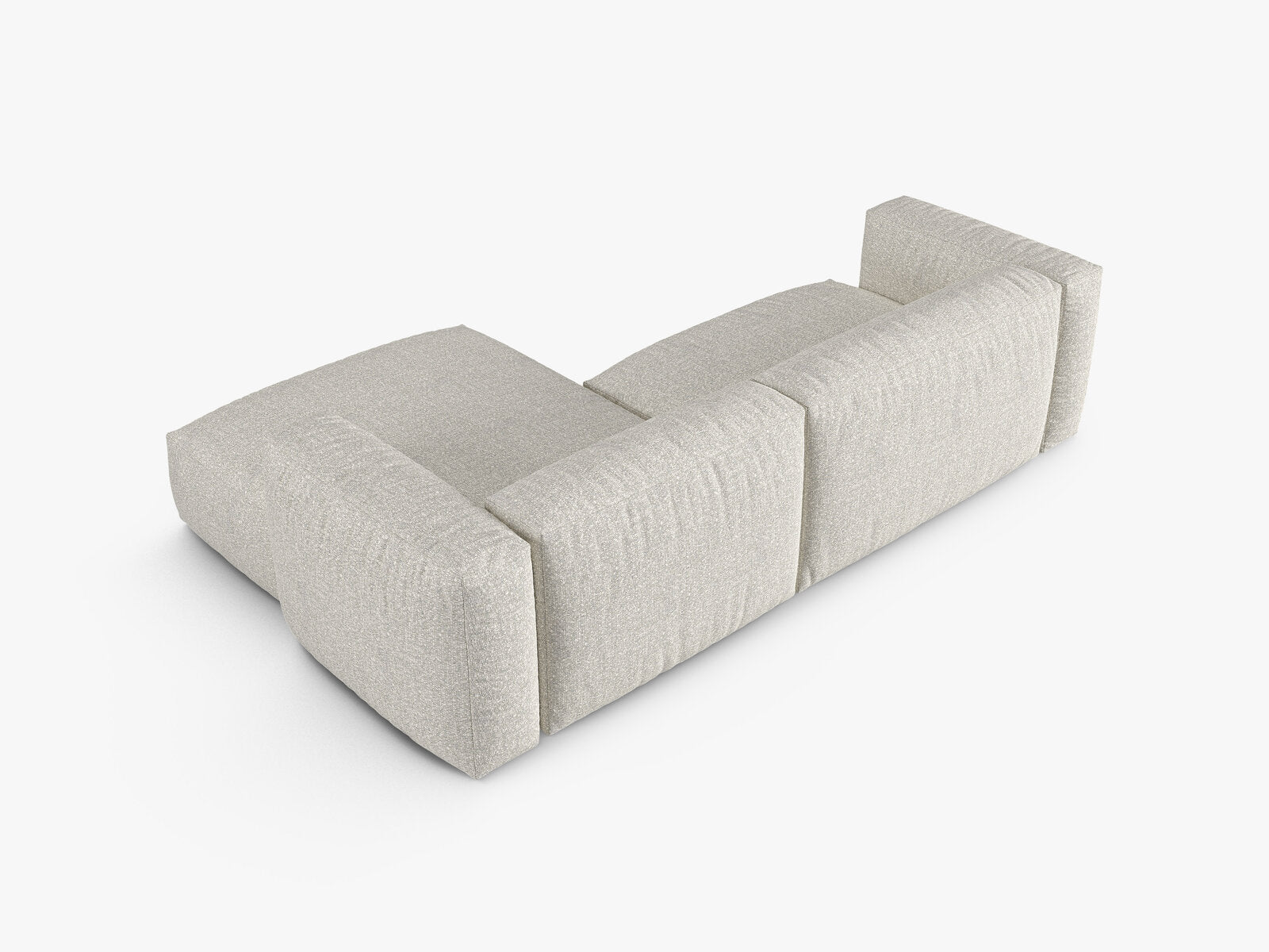 Micadoni Ecksofa Martina 2-Sitzer 90cm Sitztiefe Rechts Boucle Monet Grau Beige Melange