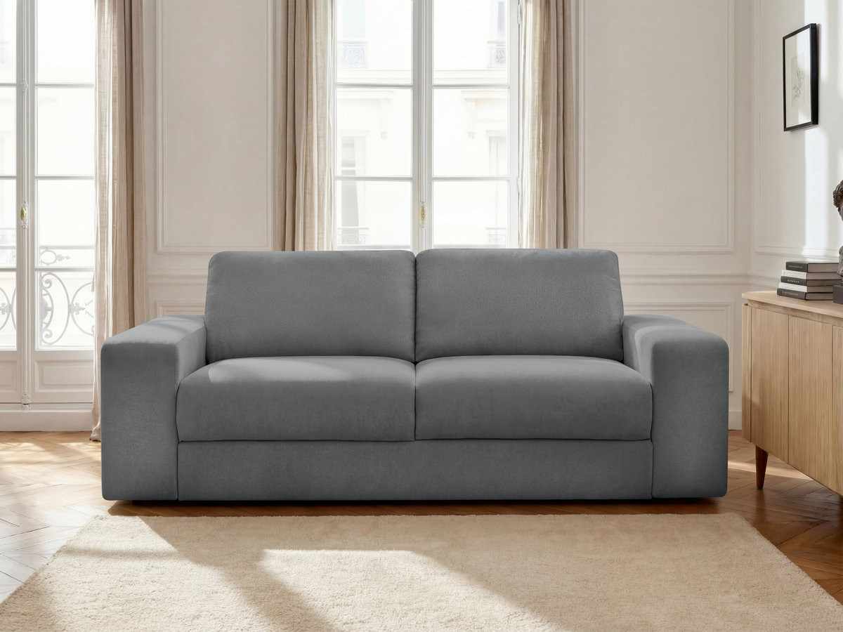 Bobochic Ibiza Schlafsofa 3-Sitzer Strukturstoff Dunkelgrau, Liegefläche 160 × 196 cm