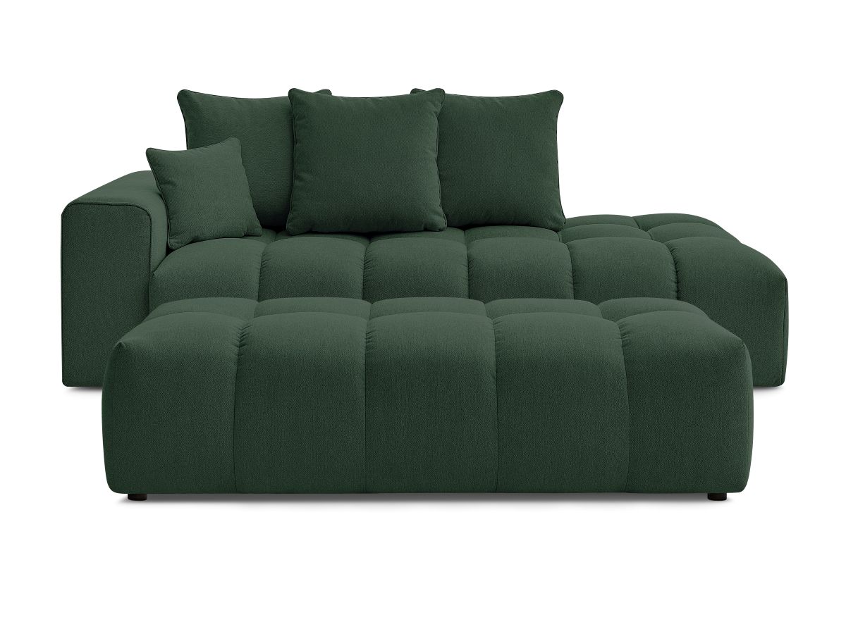 Bobochic Mont-blanc Sofa 5-Sitzer mit Pouf Melange-Stoff Grün Armlehne links
