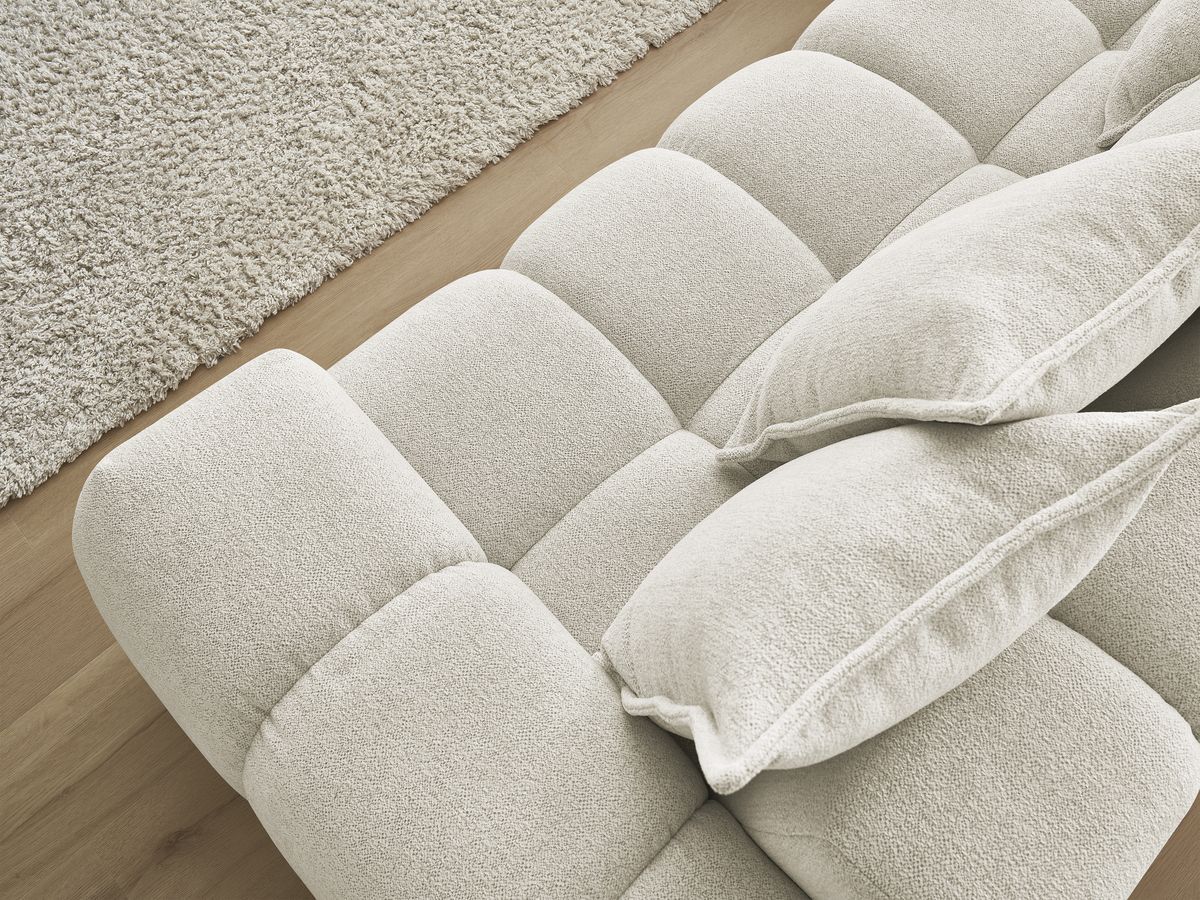 Bobochic Everest Ecksofa, 10 Kissen Melange-Stoff Weiß Ecke links