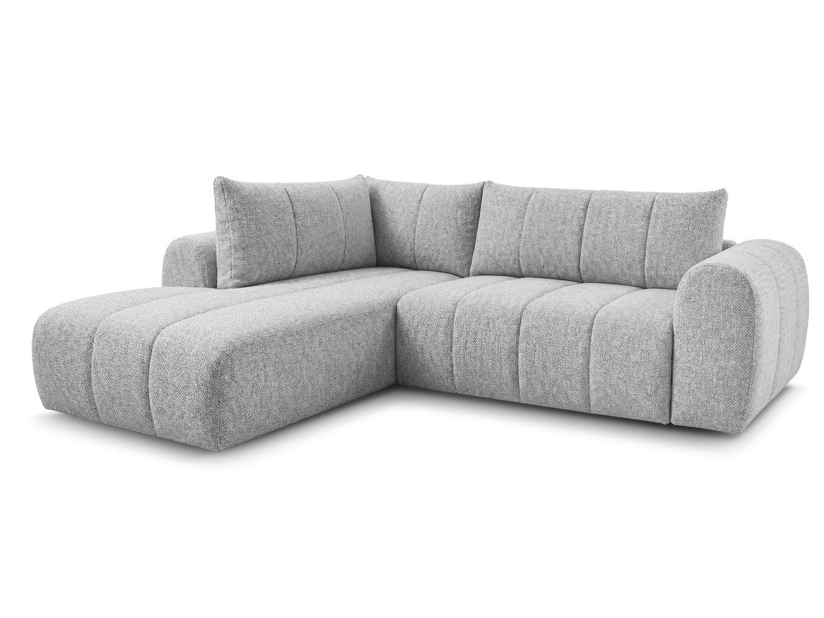 Bobochic Nesty Ecksofa in L-Form, 256 cm Melange-Stoff Hellgrau Ecke links