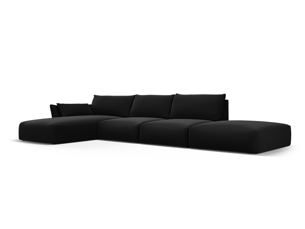 Cosmopolitan Design Ecksofa Matera 5-Sitzer offen Samt Salvador Schwarz Links