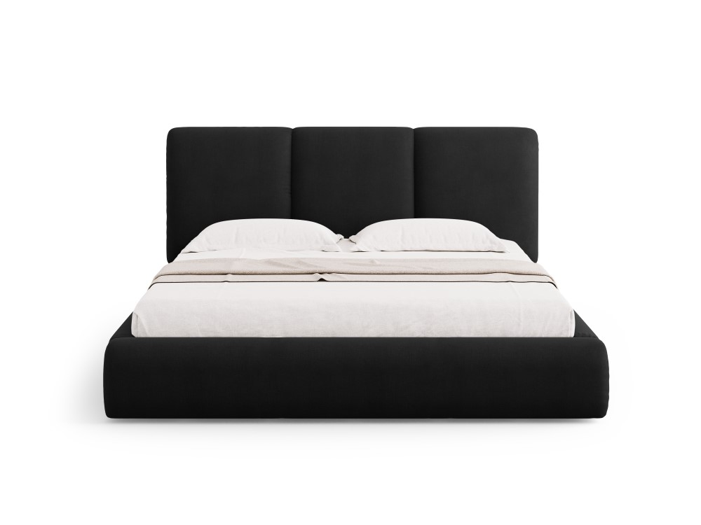 Cosmopolitan Design Stauraumbett mit Kopfteil Nicolas 140x200 Chenille Rebel Schwarz