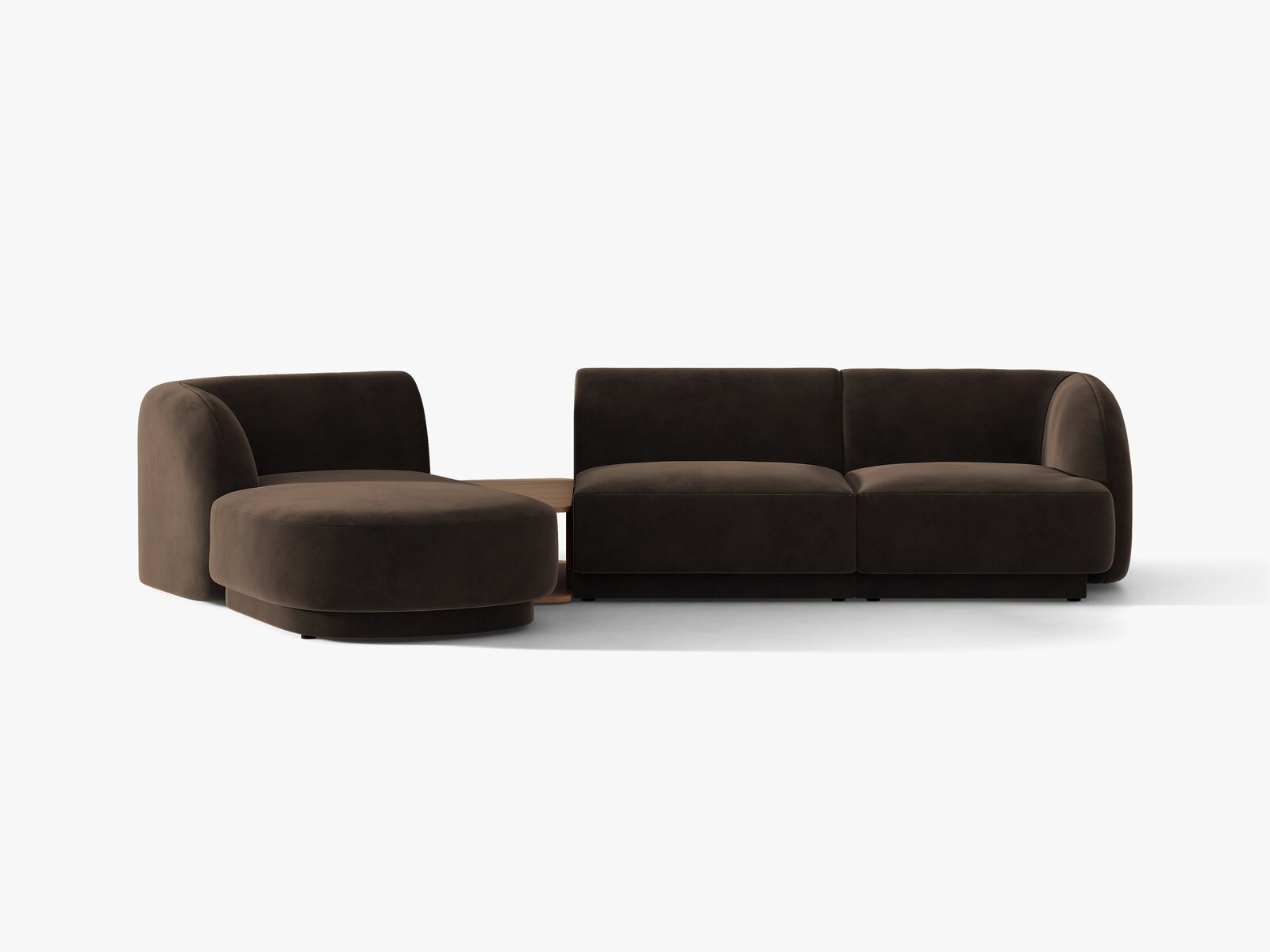 Micadoni Modulares Sofa Miley mit Recamiere 3-Sitzer Links Samt Bluvel Dunkelbraun