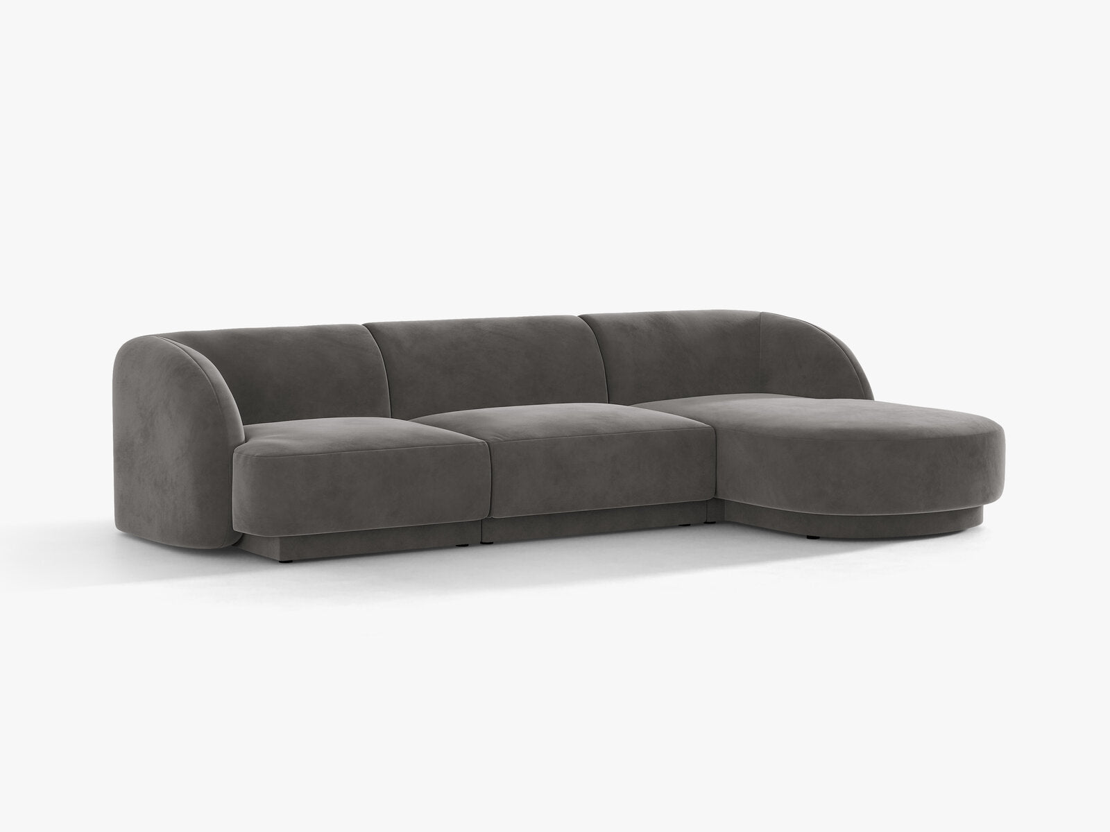 Micadoni Ecksofa Miley 4-Sitzer Samt Venus Grau Rechts