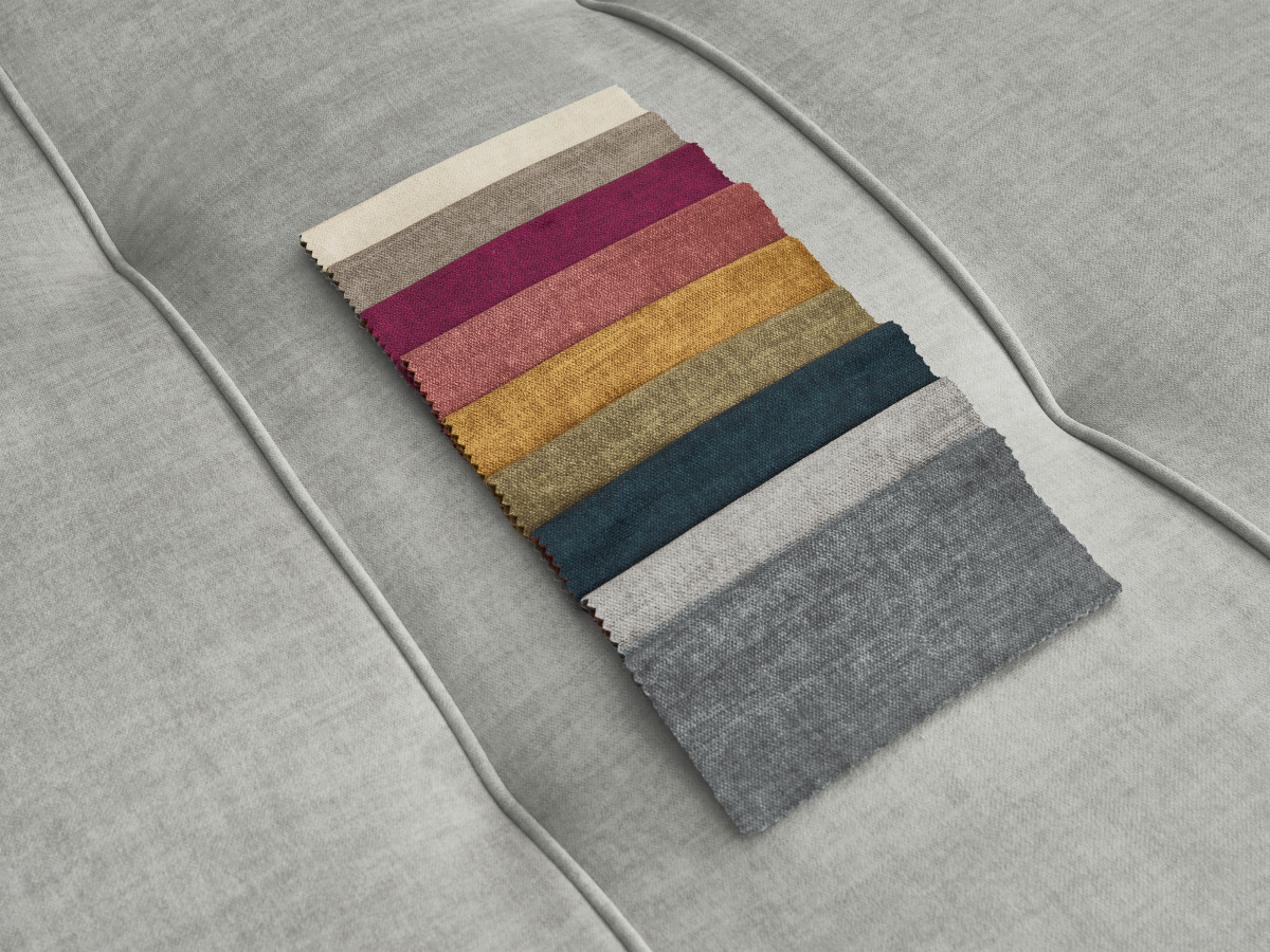 Bobochic Arsene Schlafsofa 4-Sitzer mit Bettkasten und Pouf Samt Hellgrau