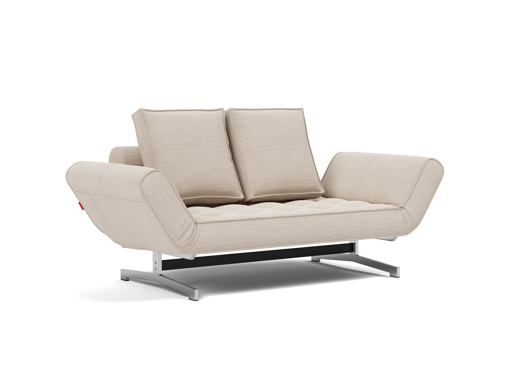 Tagesbett Ghia Webstoff Blida 612-Sand-Grey Beine Chrom
