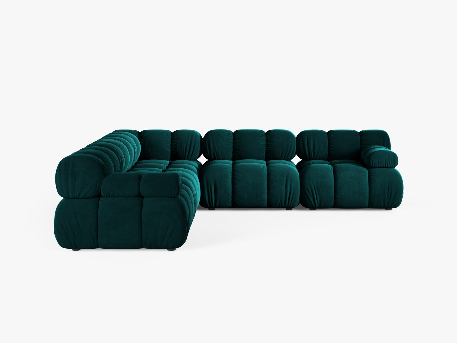 Micadoni Symmetrisches Ecksofa Bellis 5-Sitzer Samt Venus Dunkel Petrol