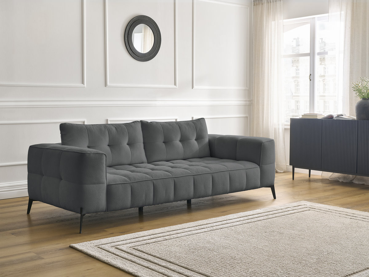 Bobochic Anis Sofa 3-Sitzer Strukturstoff Dunkelgrau