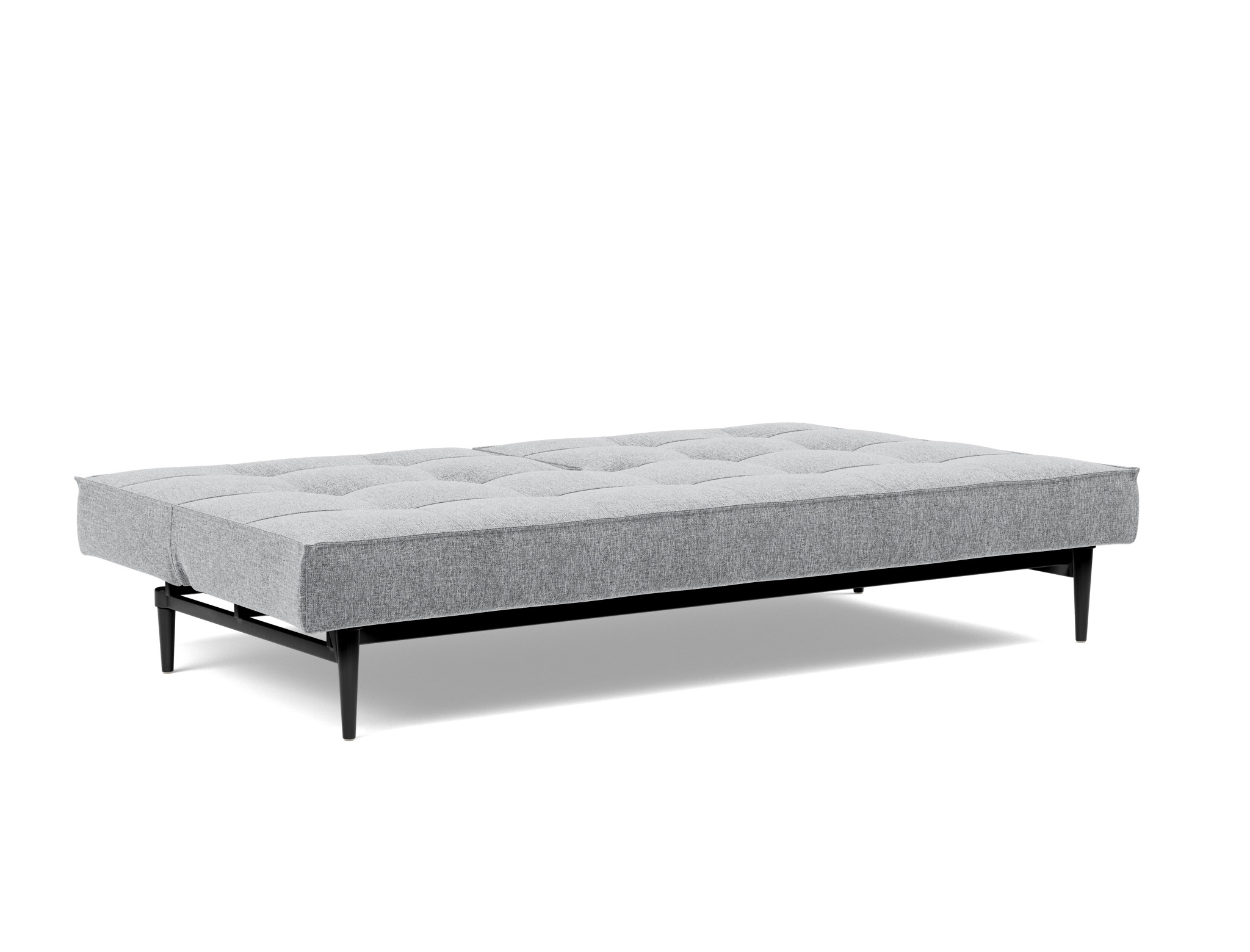 Schlafsofa Splitback Strukturierter Stoff Twist 565-Granite Beine Styletto Eiche schwarz