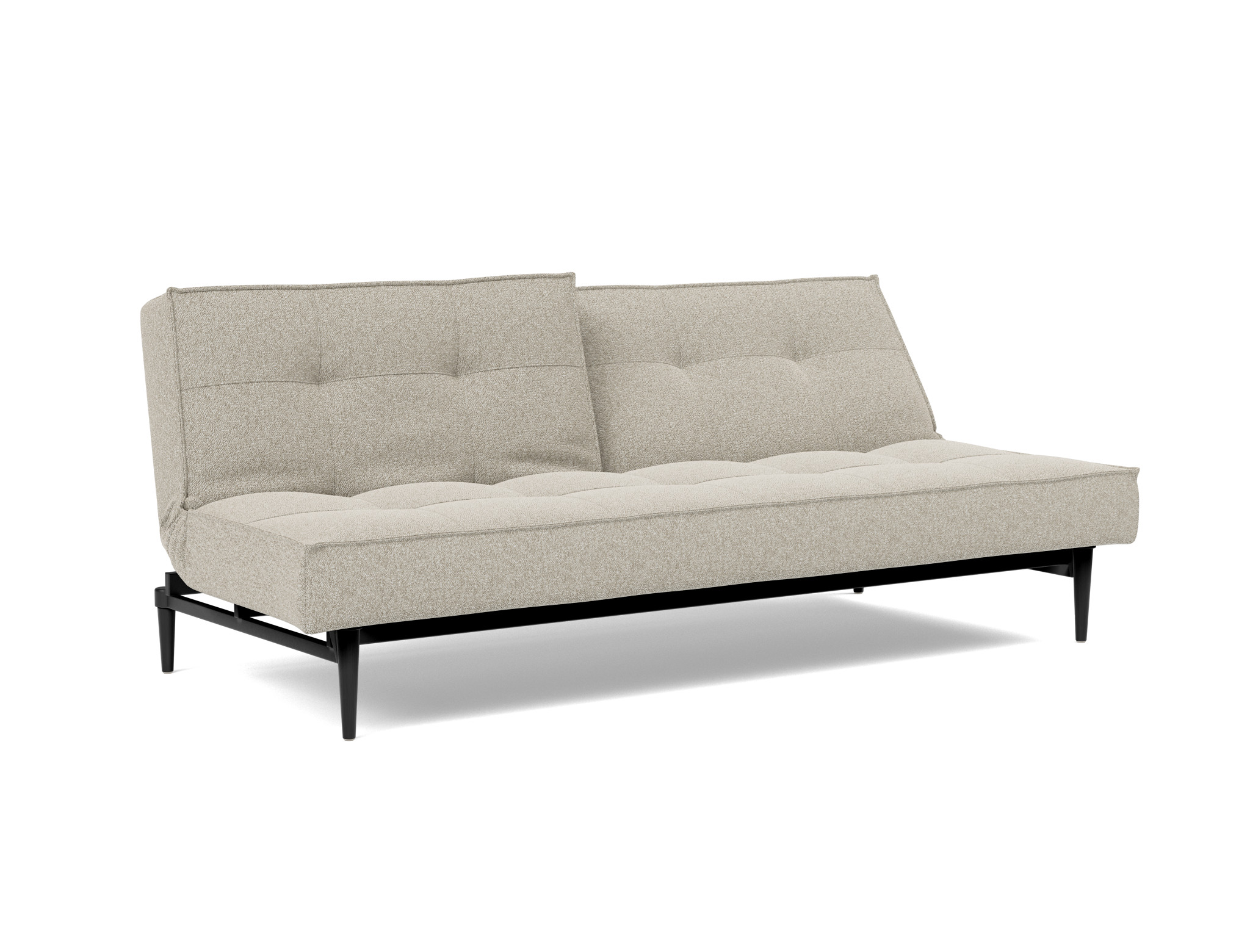 Schlafsofa Splitback Boucle Skandi 539-Beige Beine Styletto Eiche schwarz