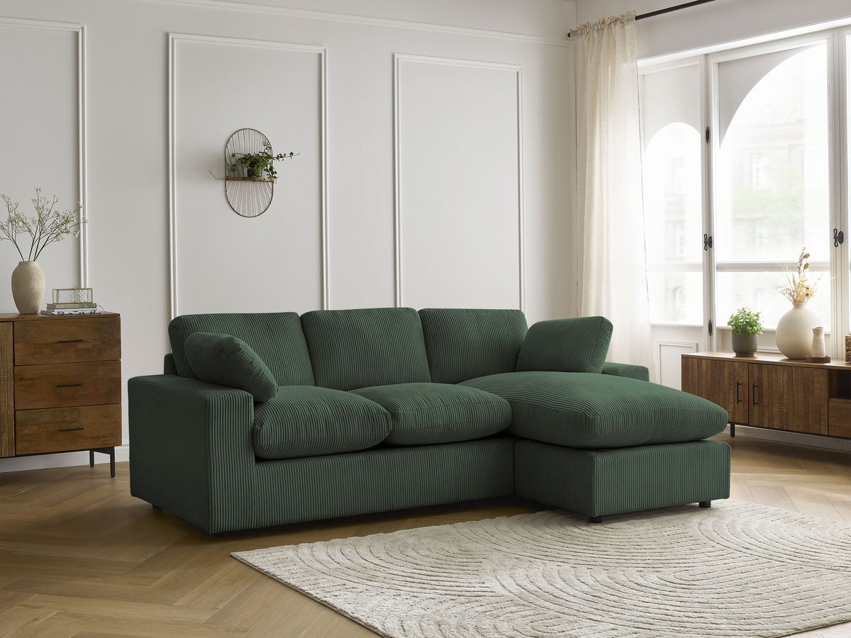 Bobochic Belair Ecksofa 220 × 139 cm Cordsamt Grün