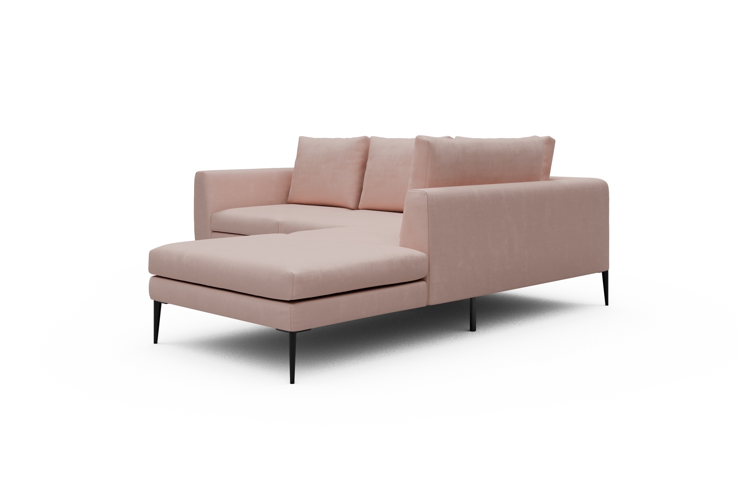 Ecksofa Paul Relax-Ecke rechts mit 2-Sitzer Cordufine-Blush