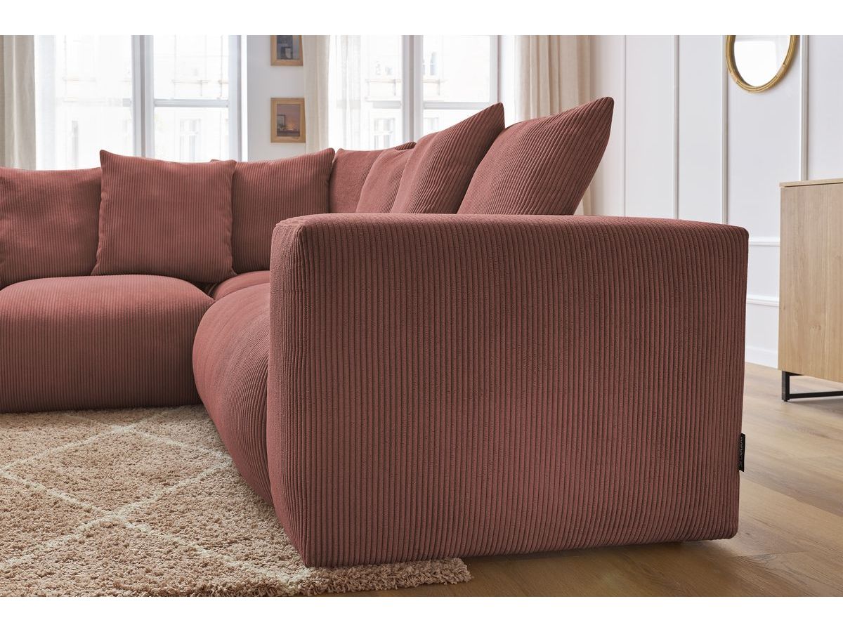 Bobochic Voltaire Ecksofa 268 × 214 cm Cordsamt Rosa Ecke links