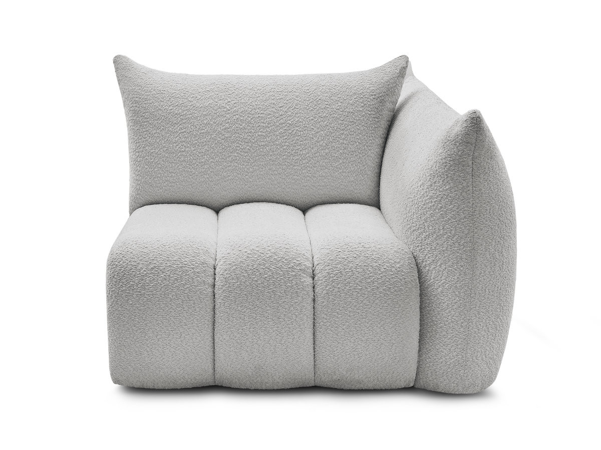 Bobochic Azra Sofamodul 1-Sitzer 117 × 112 cm Bouclé-Stoff Hellgrau Ecke rechts