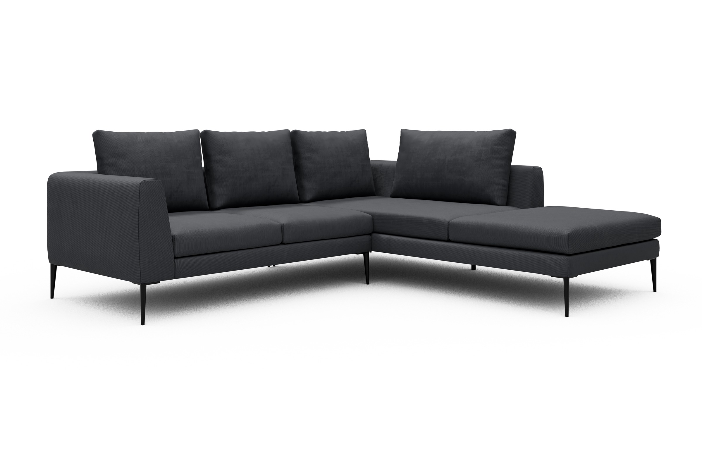 Ecksofa Paul Relax-Ecke rechts mit 2-Sitzer Cordufine-Slate-Grey