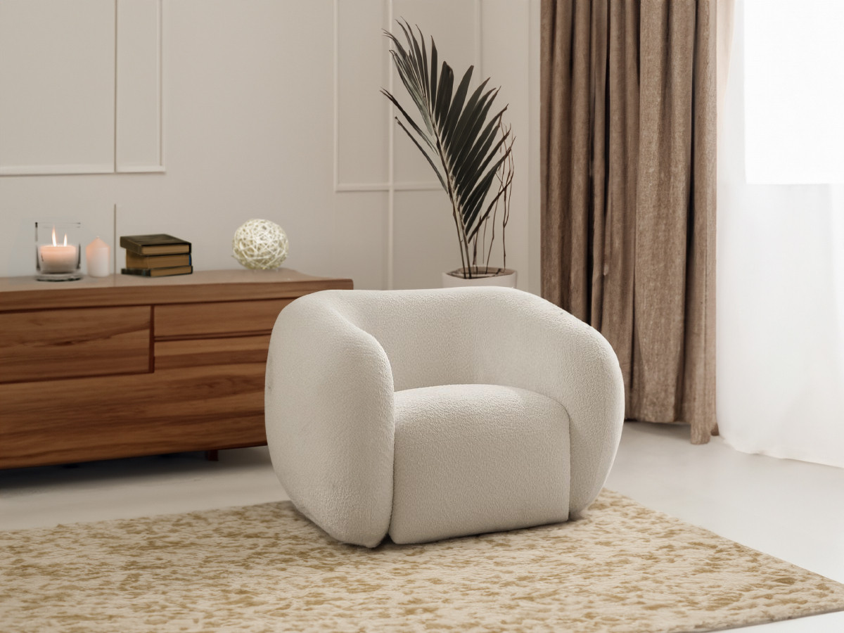 Bobochic Celine Sessel Bouclé-Stoff Beige