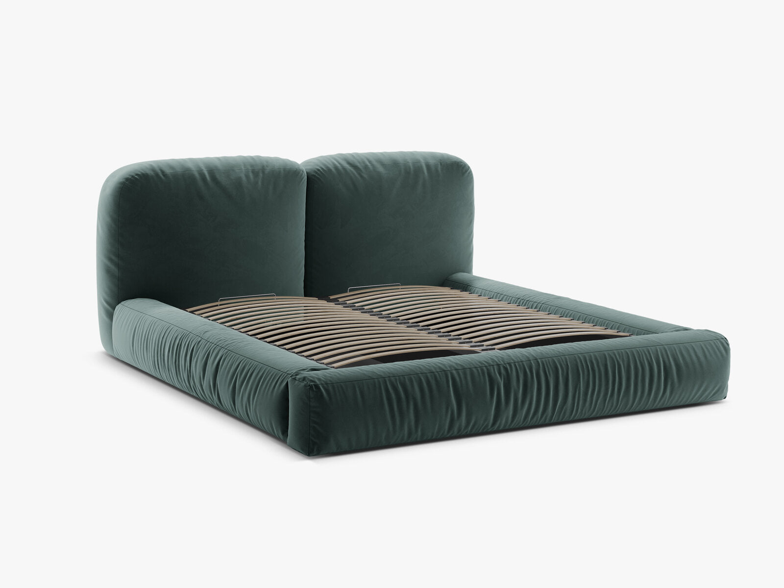 Micadoni Stauraumbett mit Kopfteil Martina Samt Vogue Petrol 180x200