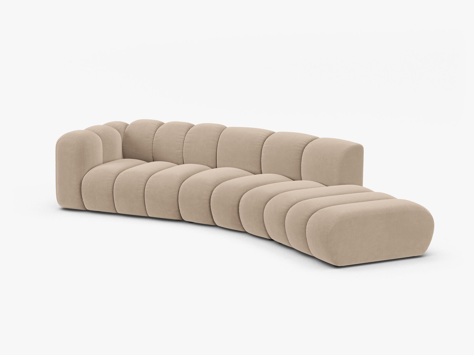 Micadoni Modulares Sofa Lupine 5-Sitzer Samt Venus Beige Rechts