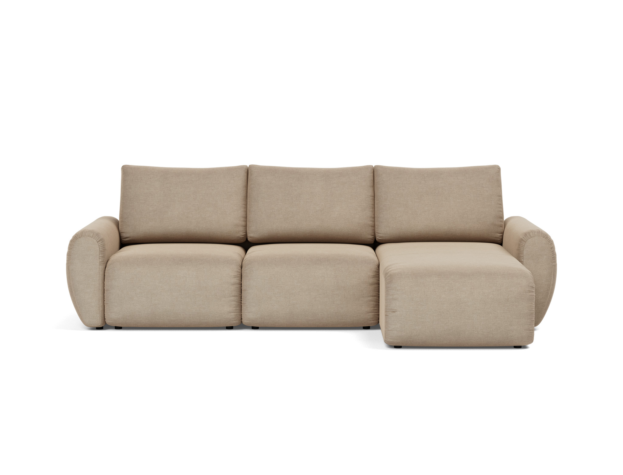 Schlafsofa Norum mit Chaiselongue und Curve-Armlehnen Flachgewebe Phobos 587-Mocha