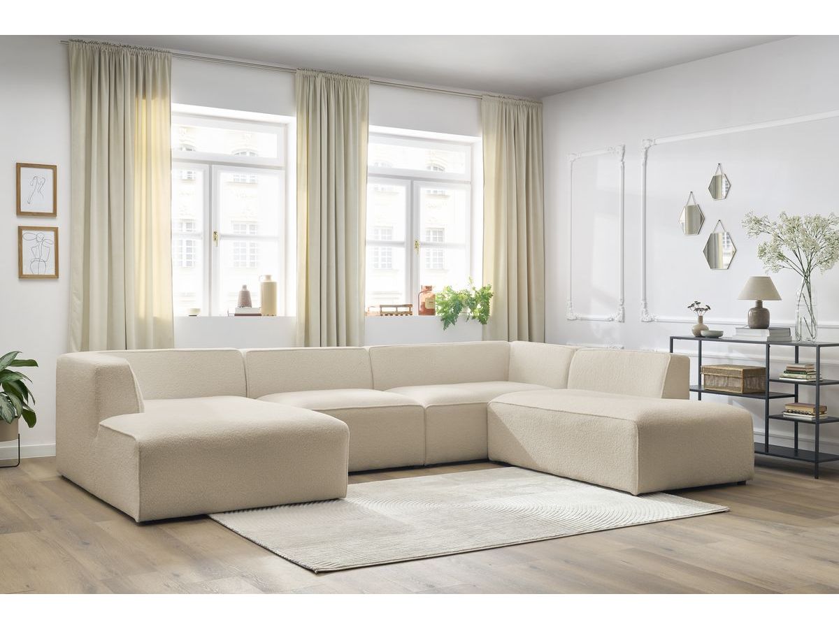 Bobochic Megeve Wohnlandschaft Bouclé-Stoff Beige Ecke links
