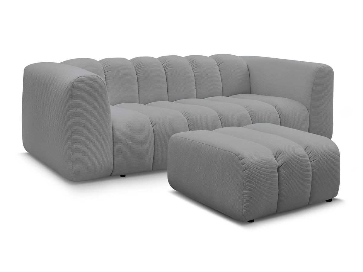 Bobochic Talia Sofa 3-Sitzer mit Pouf Melange-Stoff Hellgrau