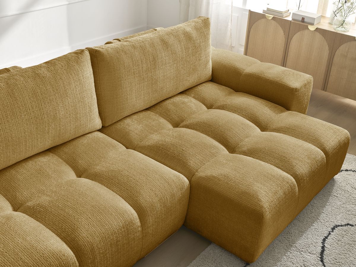 Bobochic Anakin Ecksofa, 2 Kissen Strukturstoff Gelb