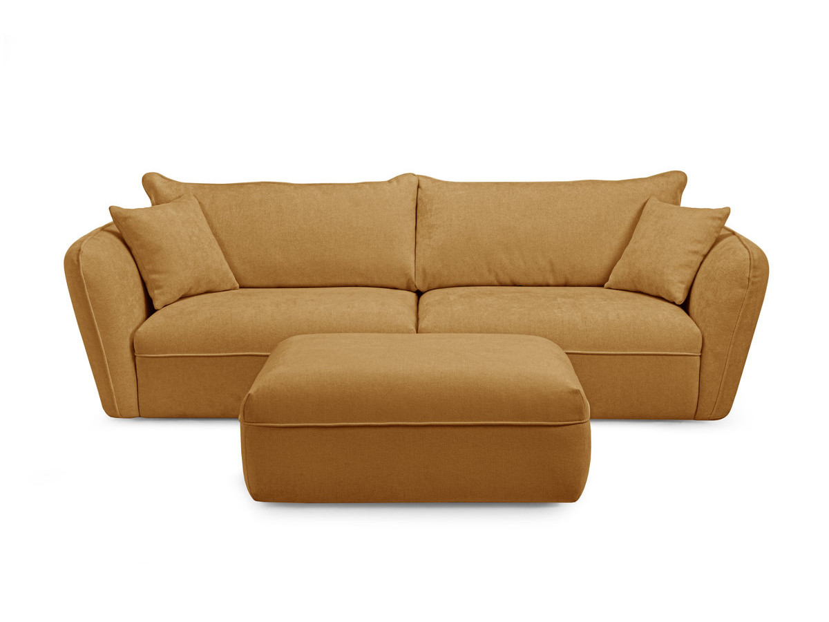 Bobochic Luigi Sofa 3-Sitzer mit Pouf Strukturstoff Gelb