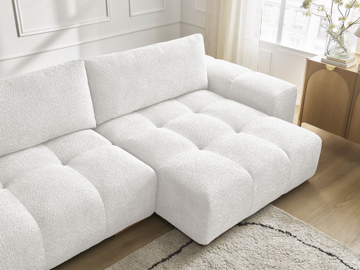 Bobochic Anakin Wohnlandschaft, 3 Kissen Bouclé-Stoff Weiß