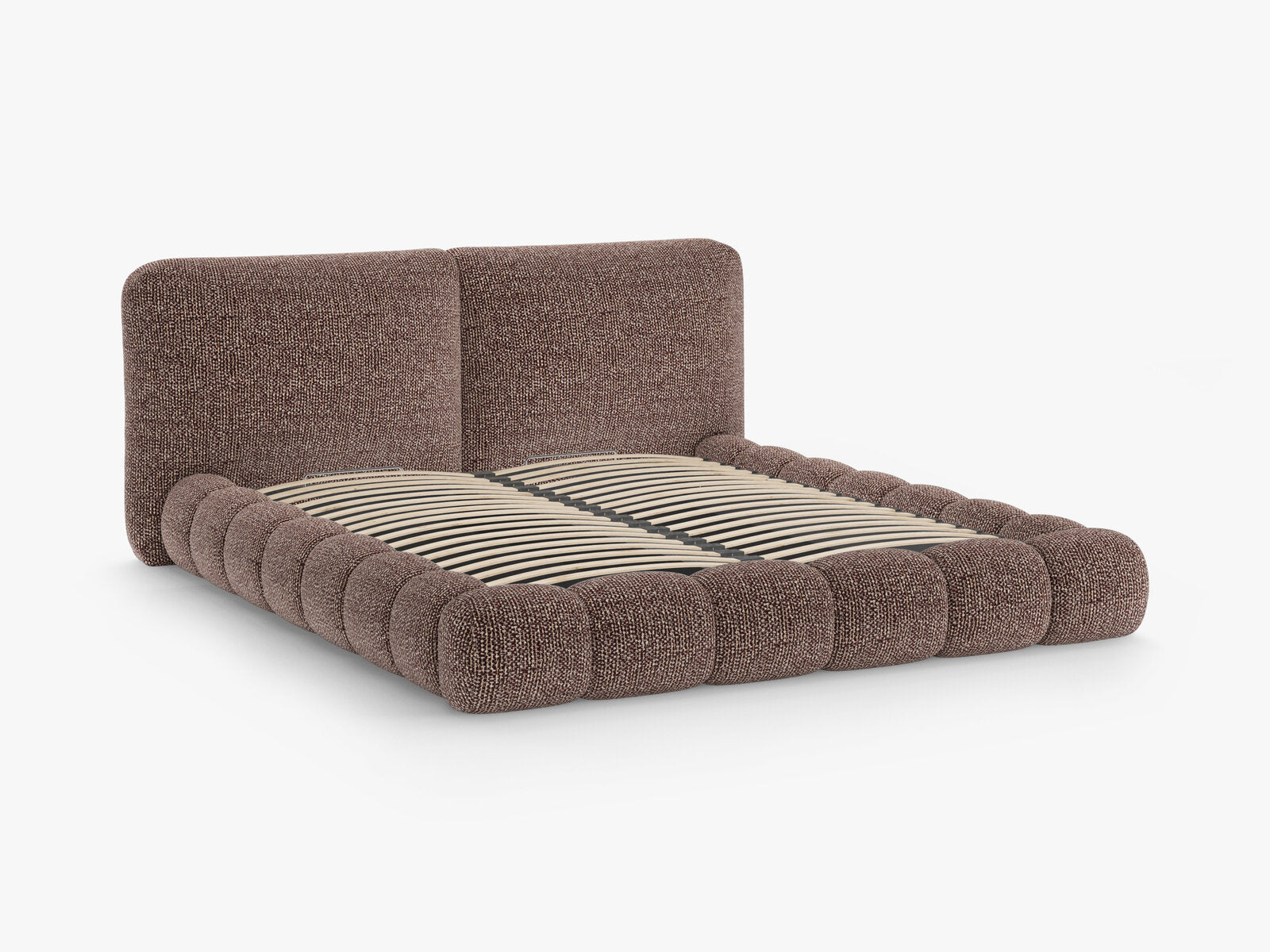 Micadoni Stauraumbett mit Kopfteil Solange Chenille Silencio Braun 180x200