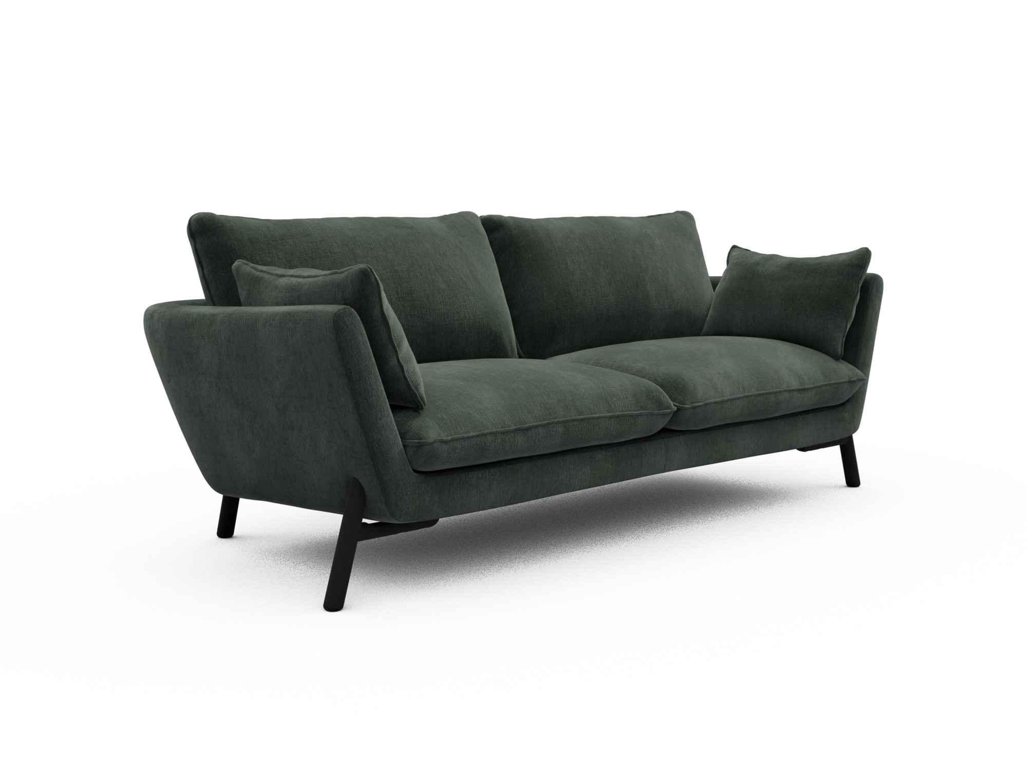Skandi Home Sofa Emil 3-Sitzer Beinfarbe Eiche Schwarz Smooth-Laurel-Green moebelfaktor