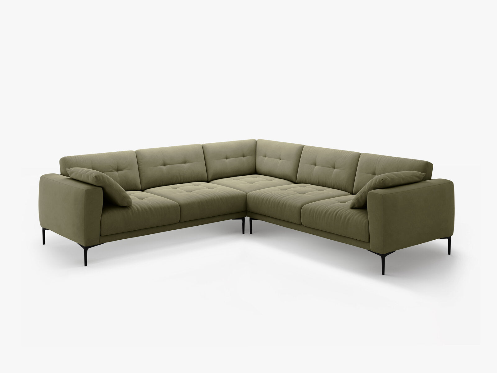 Micadoni Ecksofa Bemy 5-Sitzer Samt Grün