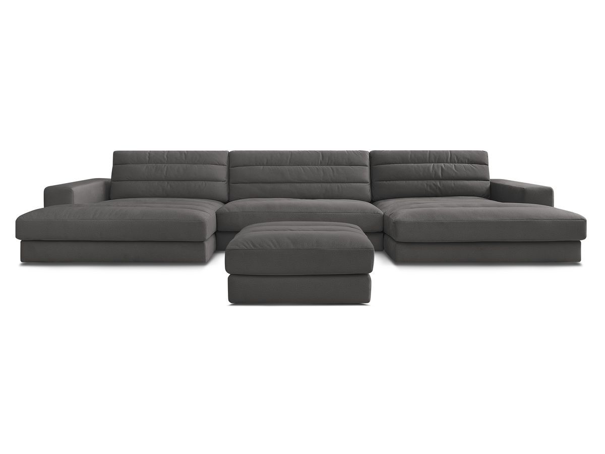 Bobochic Sierra Wohnlandschaft mit Pouf Samt Schwarz