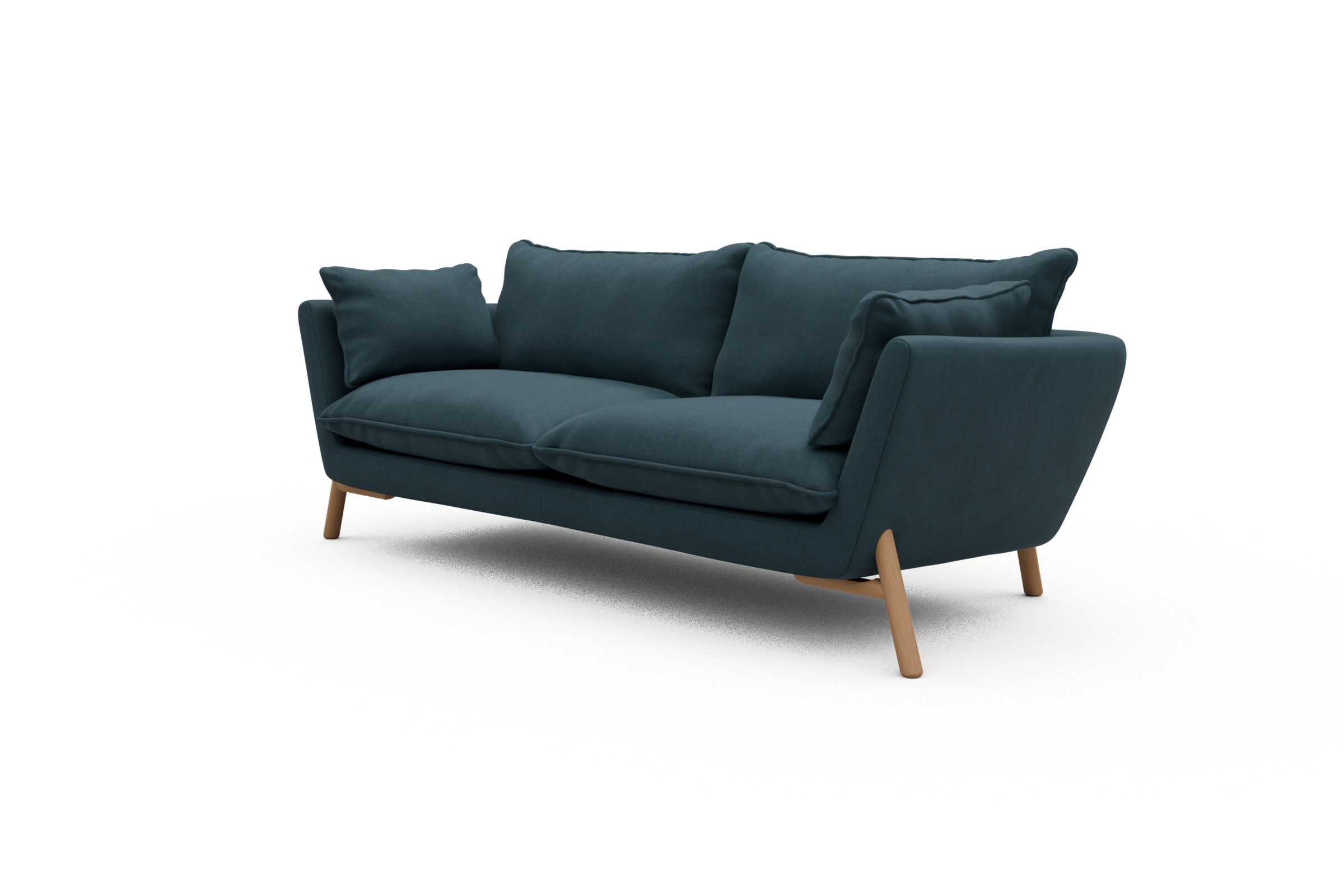 Sofa Emil PREMIUM 3-Sitzer Beinfarbe Eiche Natur Satya-Indigo