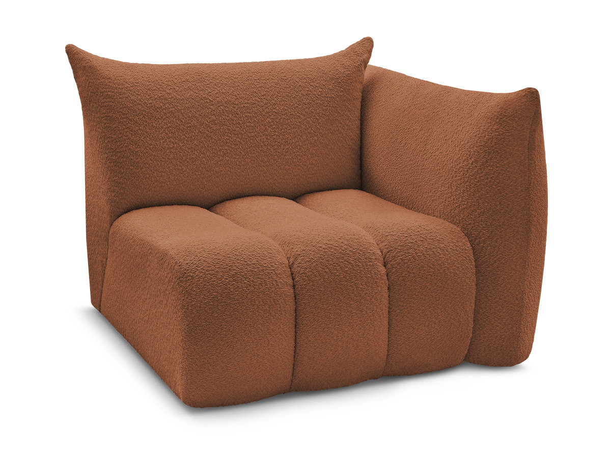 Bobochic Azra Sofamodul 1-Sitzer 117 × 112 cm Bouclé-Stoff Orange Ecke rechts