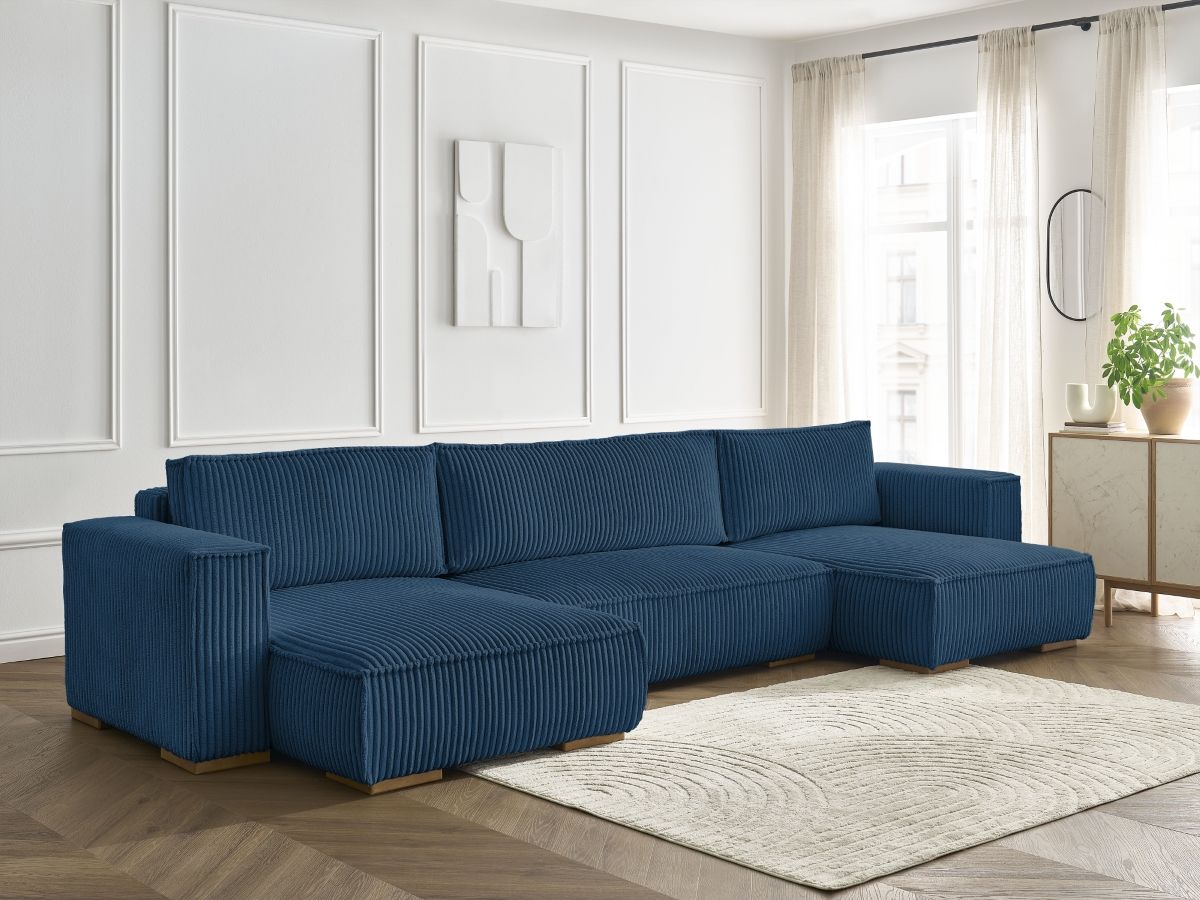 Bobochic Chelsea Wohnlandschaft Breitcord weich Dunkelblau