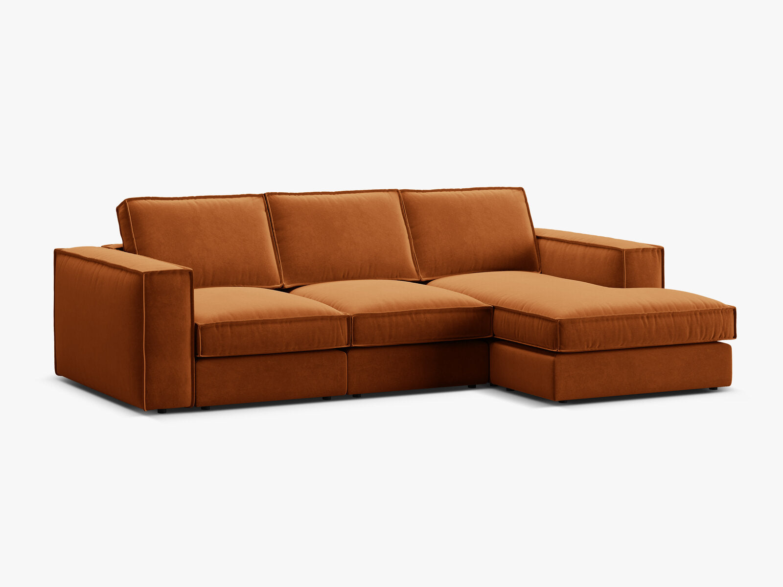 Micadoni modulares Ecksofa Pola 3-Sitzer Rechts Samt Salvador Terrakotta