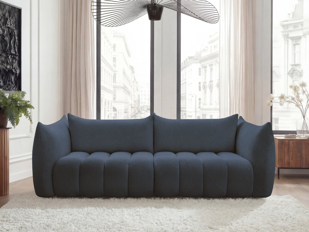Bobochic Azra Sofa 4-Sitzer Bouclé-Stoff Dunkelblau