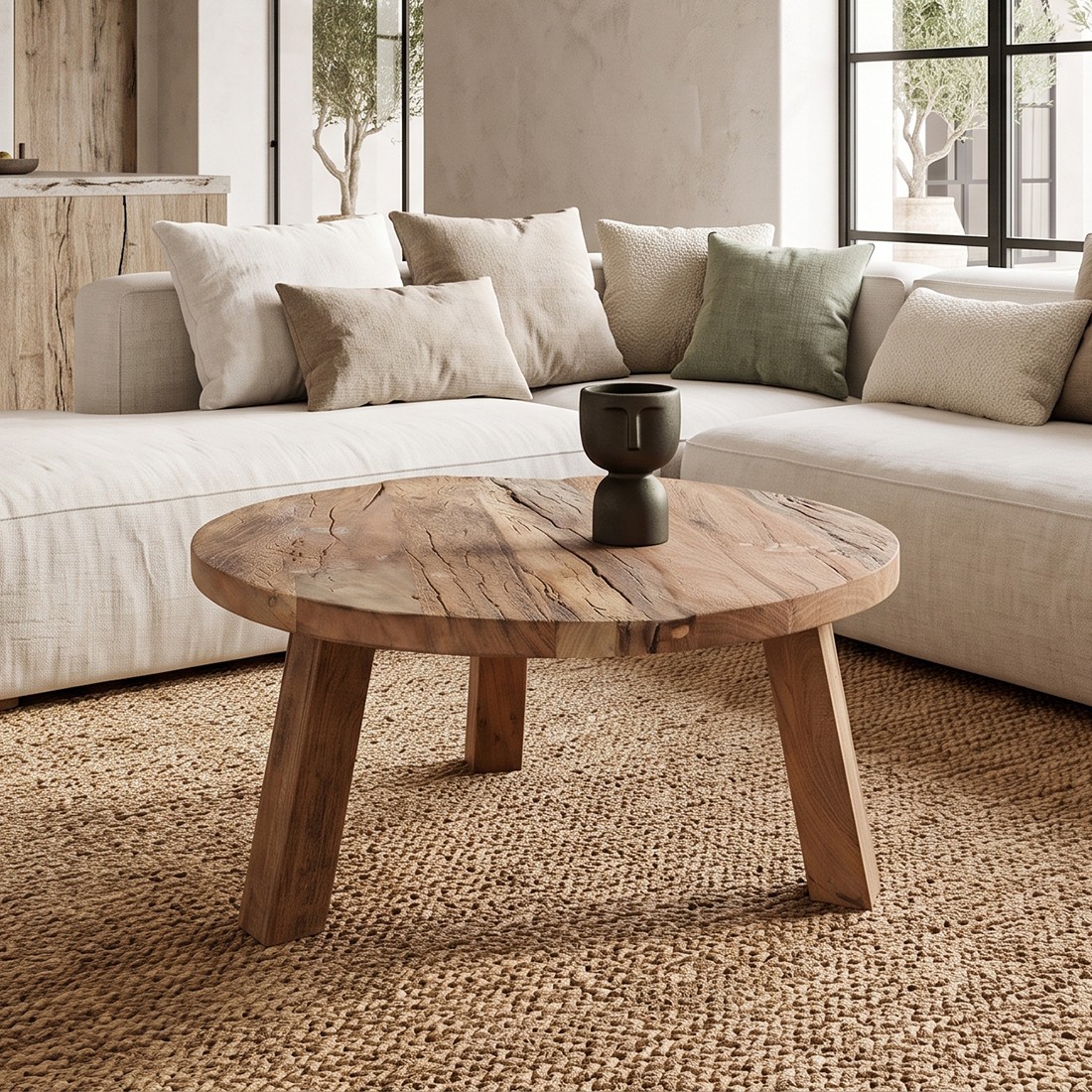 Raw Materials Couchtisch rund Recyclingholz 70cm