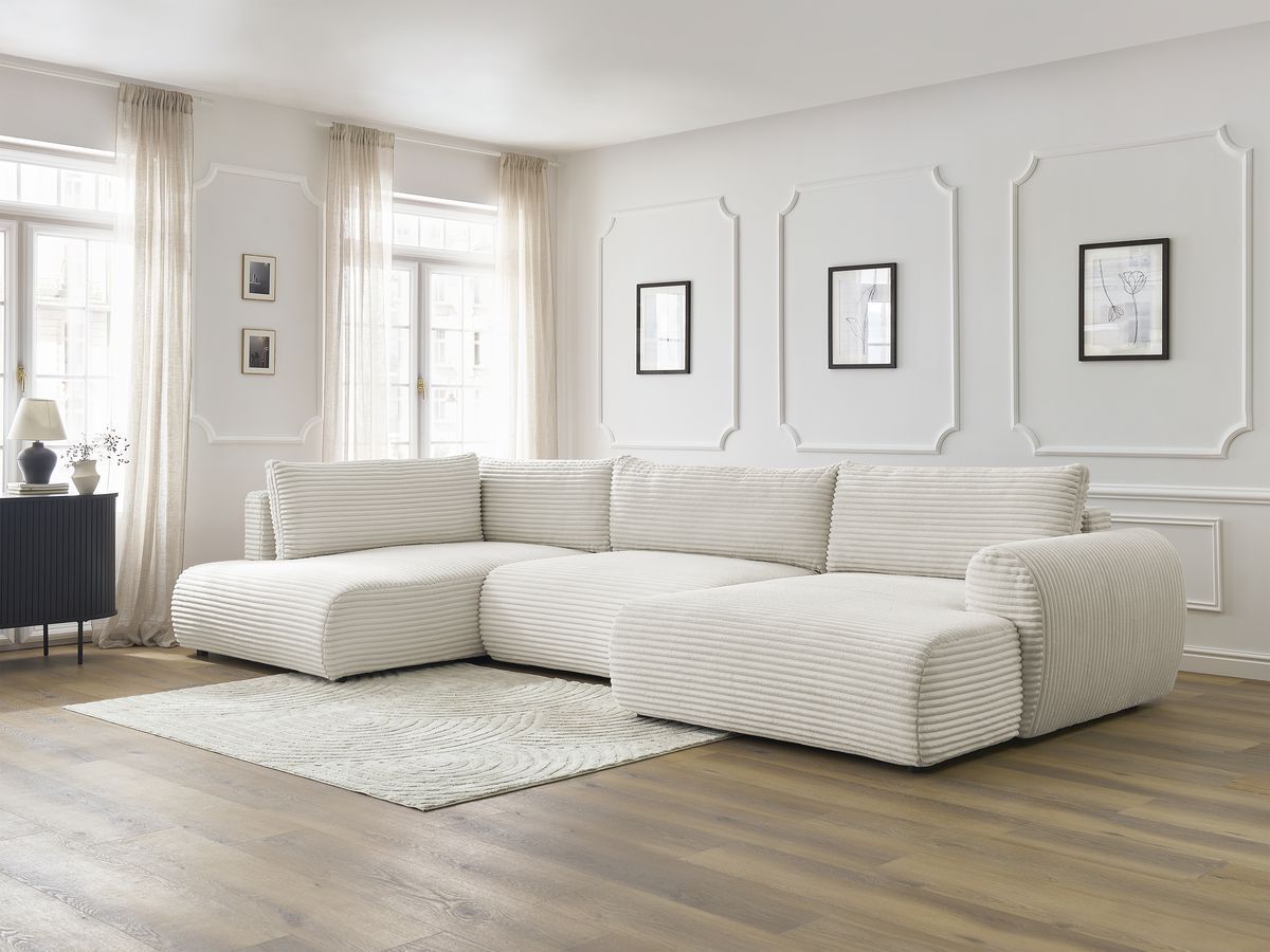 Bobochic Lucien Wohnlandschaft Breitcord weich Beige Ecke rechts