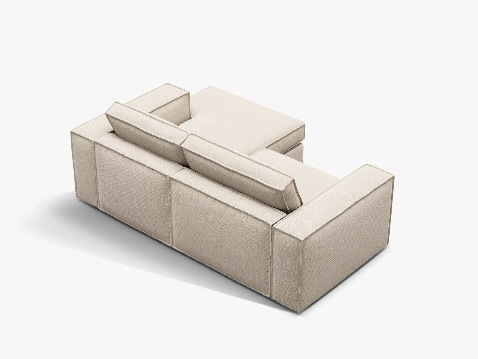 Micadoni modulares Ecksofa Pola 2-Sitzer kleine Version Rechts Strukturierter Stoff Babel Beige