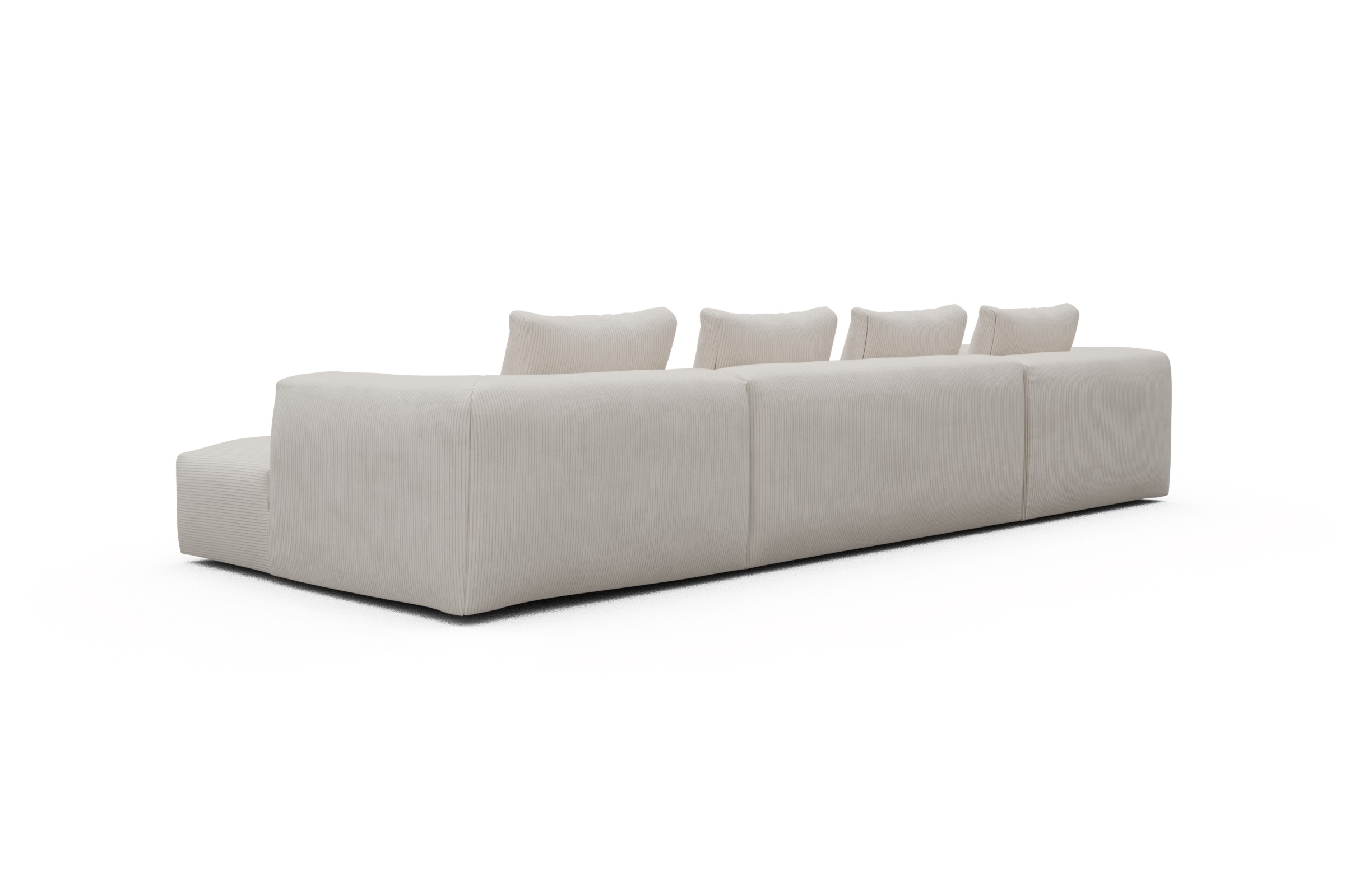 Wohnlandschaft Fred Relax-Ecke links mit 2-Sitzer und Chaiselongue rechts Corduroy-Ivory