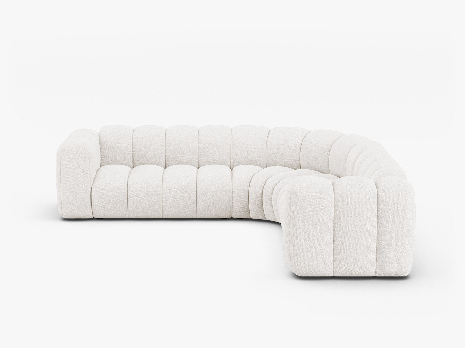 Micadoni symmetrisches Ecksofa Lupine 5-Sitzer mittelgroß Boucle Baloo Weiß