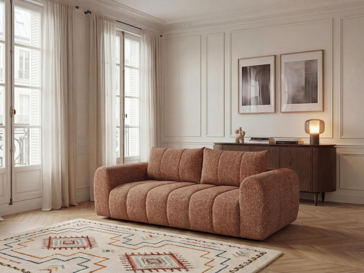 Bobochic Nesty Sofa 3-Sitzer Melange-Stoff Orange